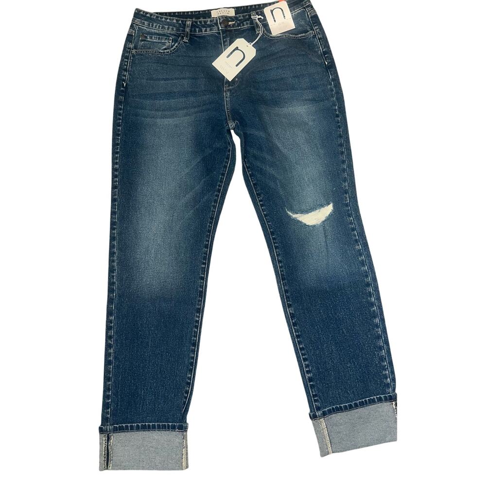 Nature Denim Mom cuffed jeans medium stone wash denim size 12/31. NWT.